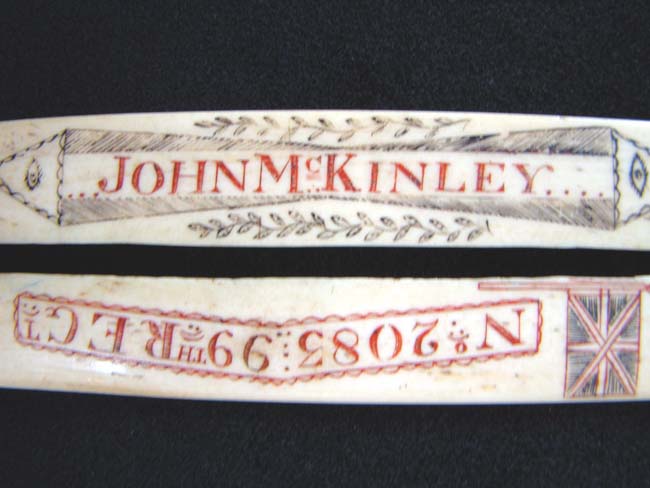 A Fabulous and rare 19th century Scrimshawed Military button cleaning implement circa 1830-1850 — image 4